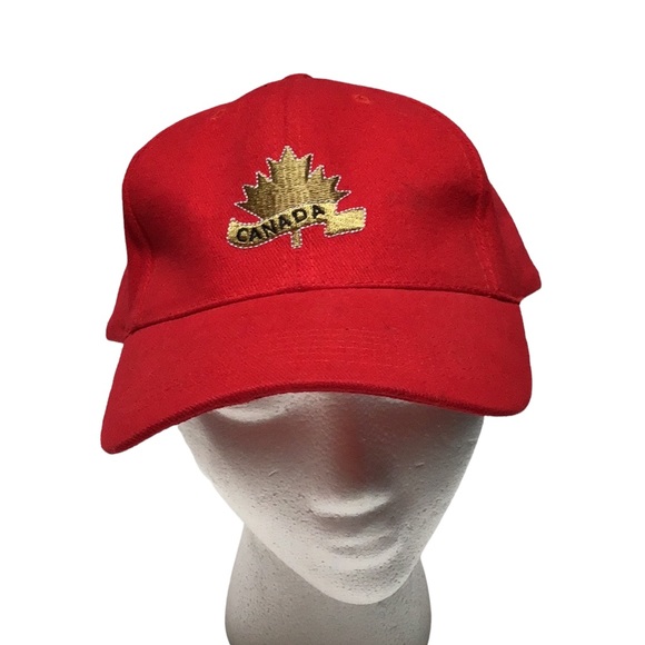 Red Embroidered Canada Maple Leaf  Ball Cap - Picture 10 of 10